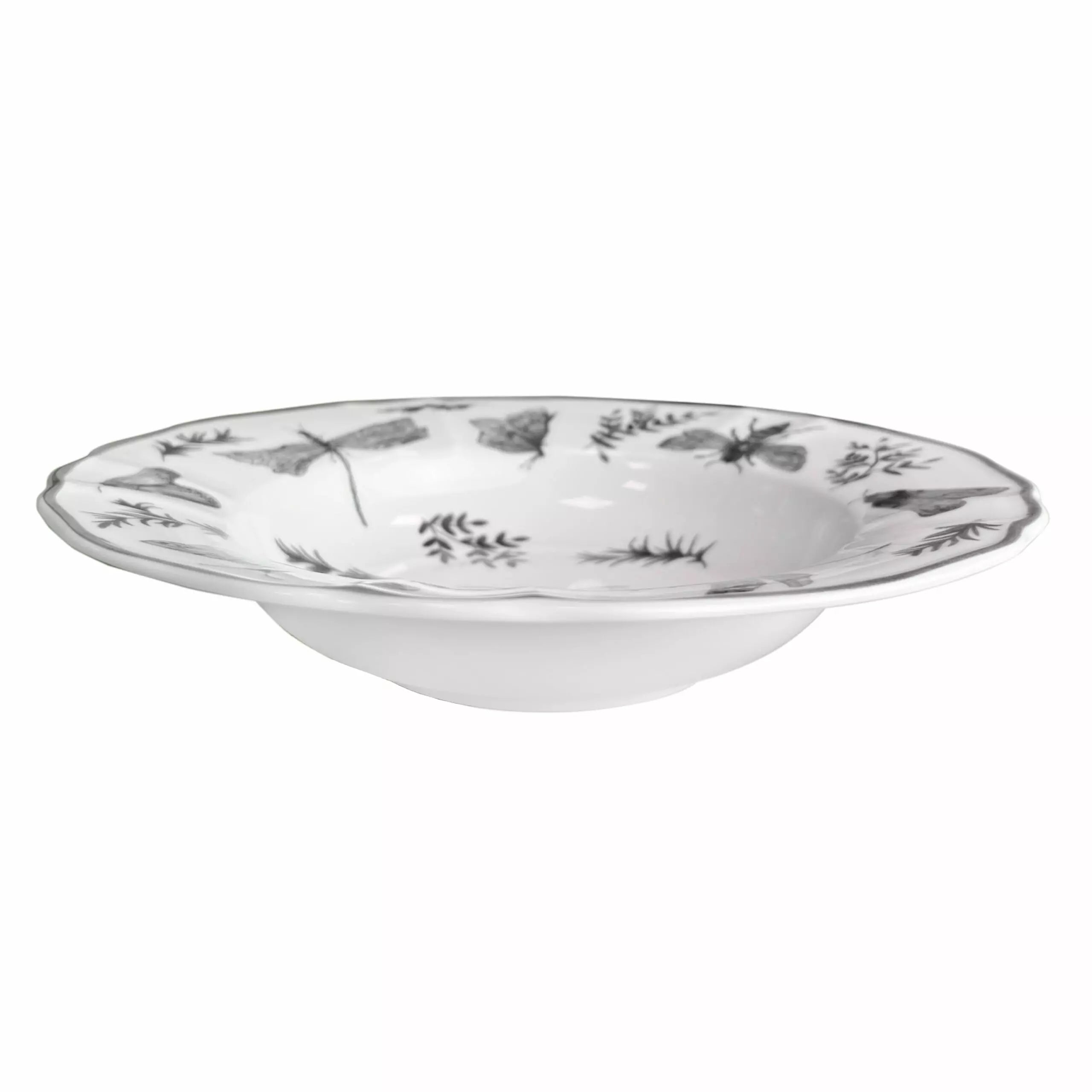 ARCUCCI – ENSALADERA SONIA 23CM DECORACIÓN DE PORCELANA CON MARIPOSAS Y FLORES - Negro